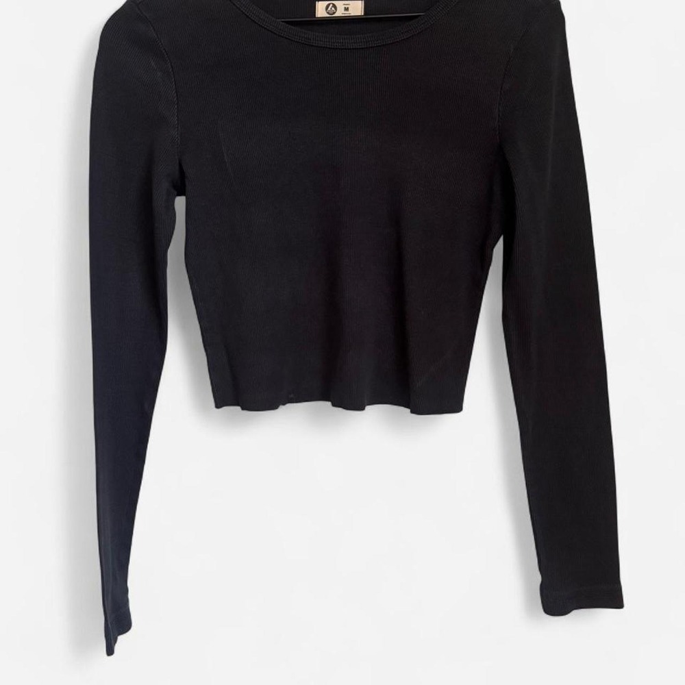 American Giant Black Long Sleeve Crop Top